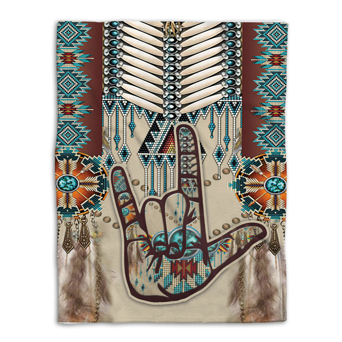Native American Blanket Hand Sign Language Native American Vintage Boho Indigenous Sherpa Fleece Blanket Soft Cozy Plush Throw Blanket
