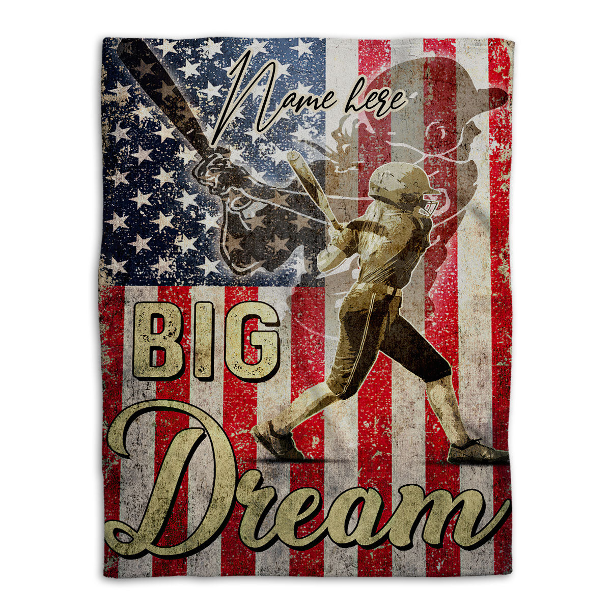 Petmytshirt Softball Blanket Softball Batter Girl Usa Us Flag Sherpa Fleece Blanket Custom Name Soft Cozy Plush Throw Blanket