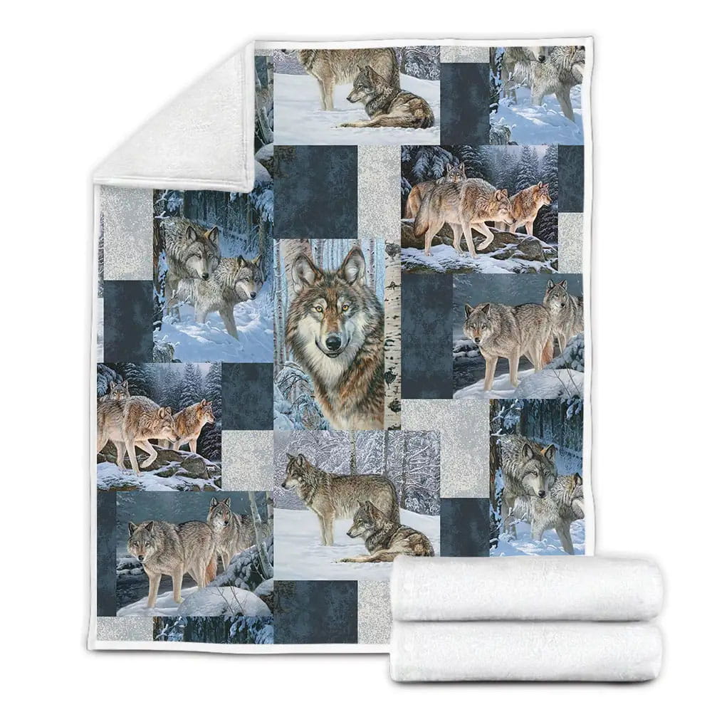Snow Wolf Fleece Blanket Perfect 