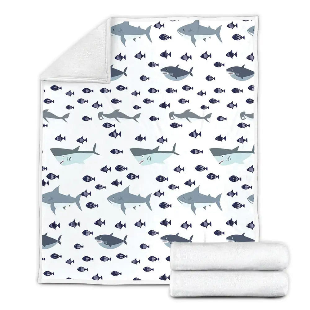 Shark White Fleece Blanket Perfect 
