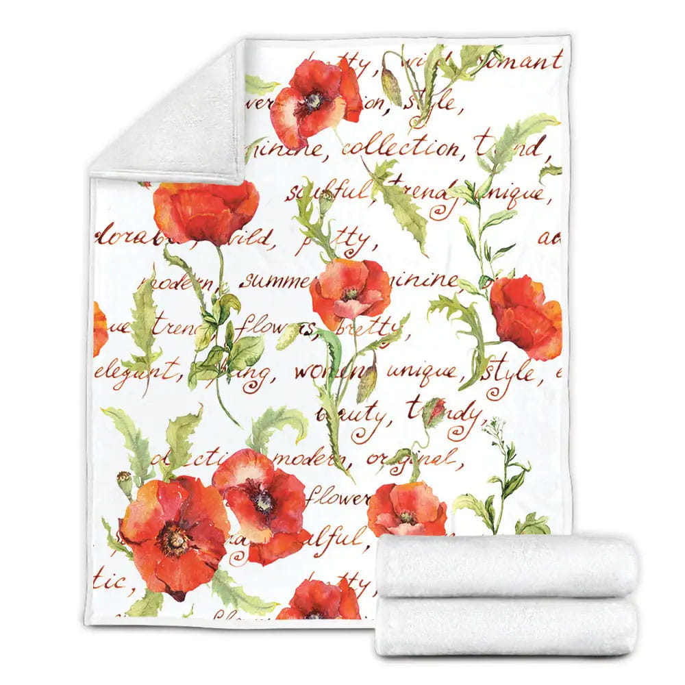 Poppy Flower Fleece Blanket Perfect 