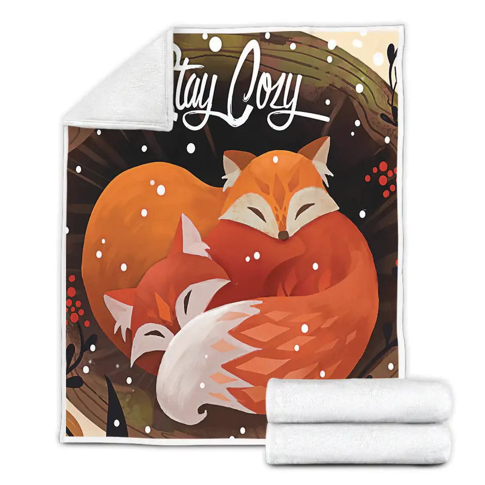 Fox Stay Cozy Fleece Blanket Perfect 