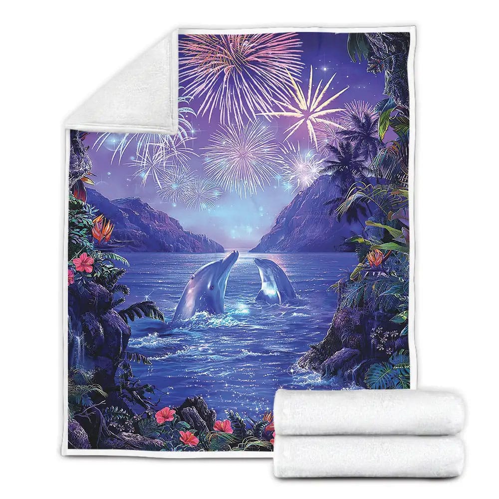 Dolphin Fleece Blanket Gift For Wife Husband Besties
