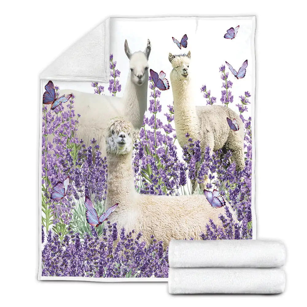 Llama And Lavender Fleece Blanket Perfect 