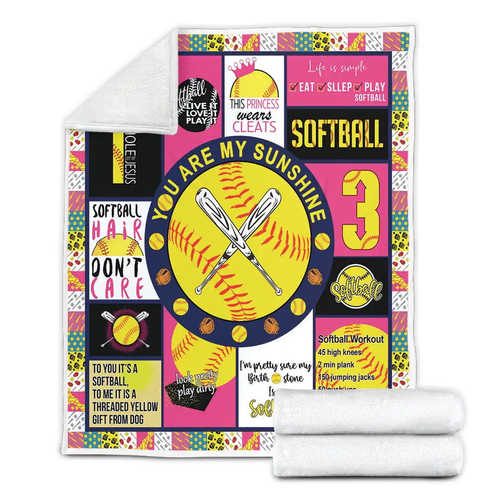 Softball Fleece Blanket Gift For Wife Husband Besties