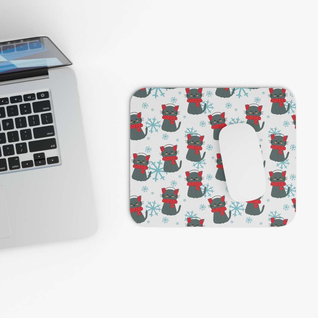 Allleftout Snowflake Kitty Mouse Pad