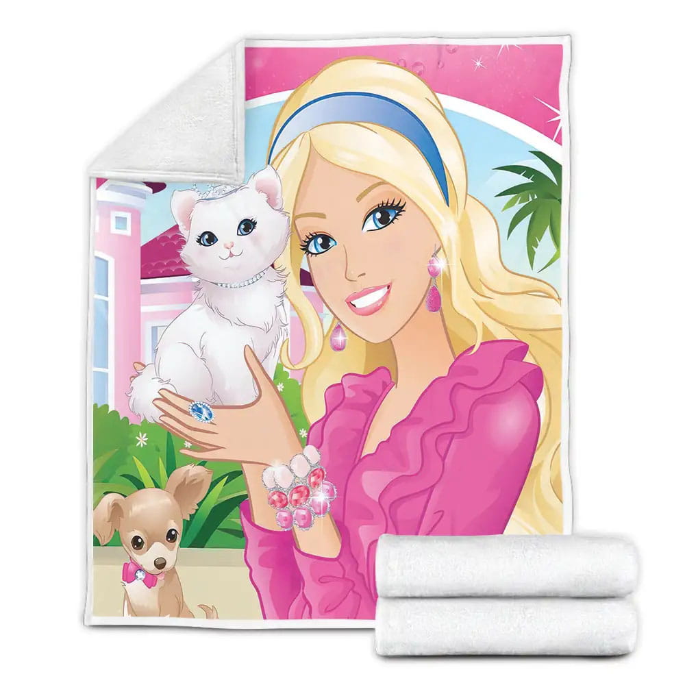 Barbie And Dogs Fleece Blanket Perfect 
