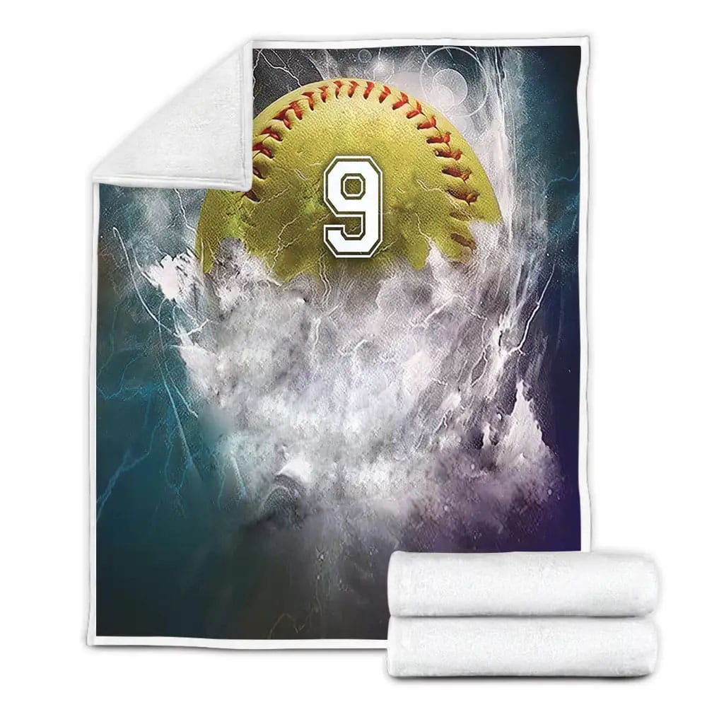 Softball Thunder Fleece Blanket Perfect 