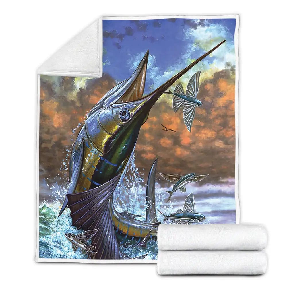 Sailfish Fishing Fleece Blanket Perfect 