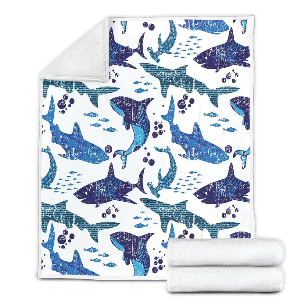 Shark Blue Ocean Fleece Blanket Perfect 