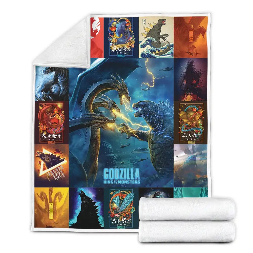 Godzilla Fleece Blanket Gift For Wife Husband Besties