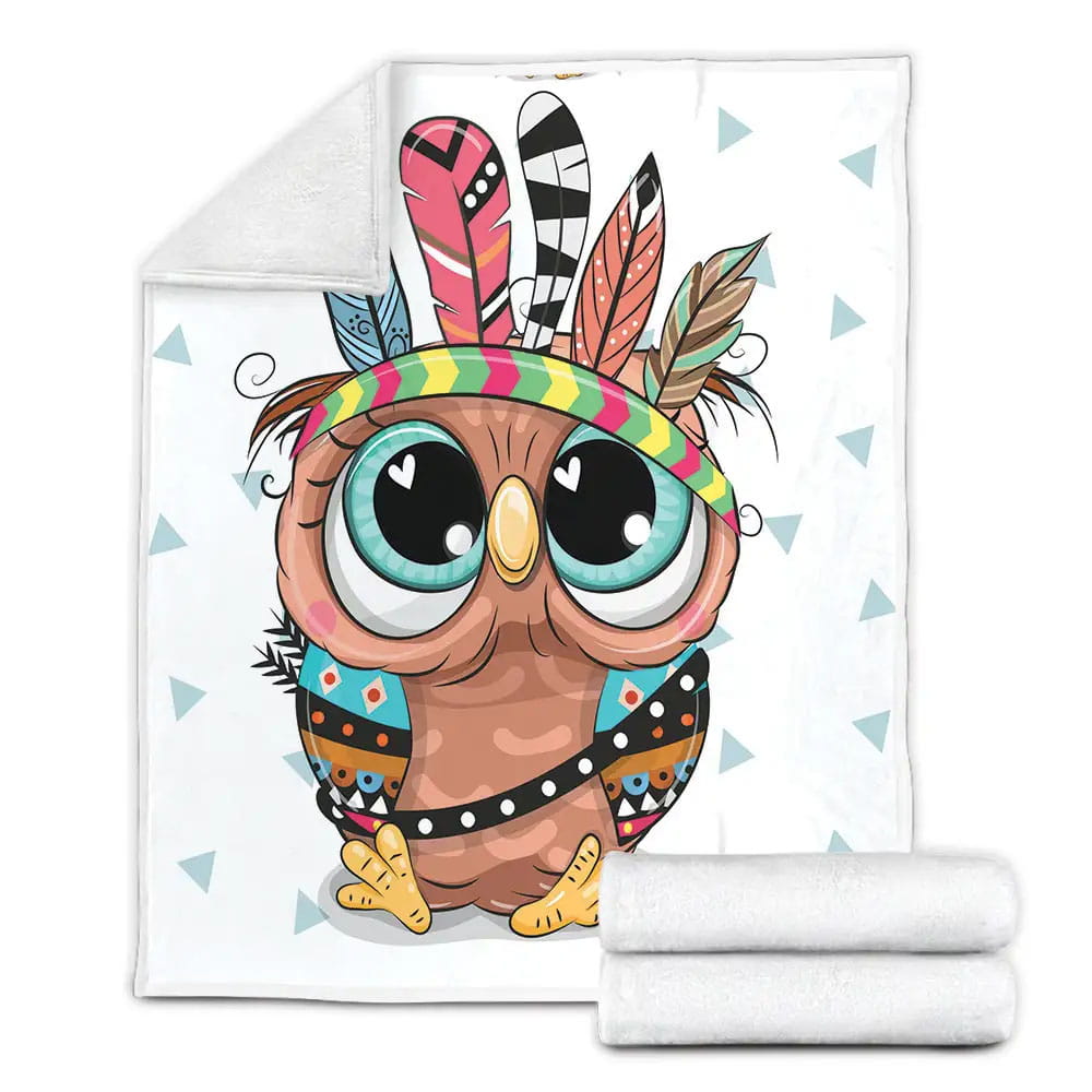 Cartoon Owl Native Fleece Blanket Perfect 