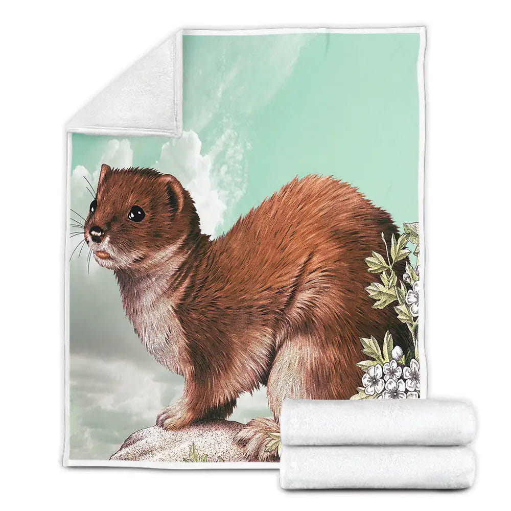 Otter Flower Patter Fleece Blanket Perfect 