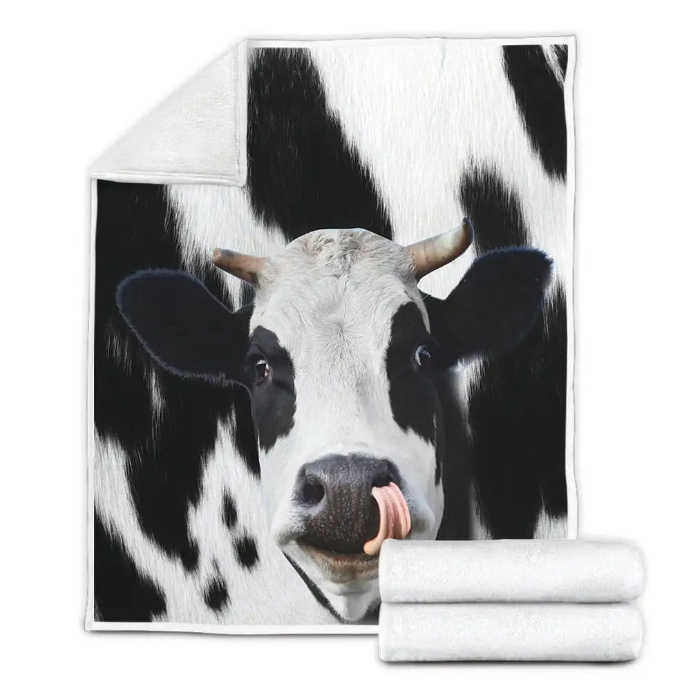 Funny Cow Fleece Blanket Gift For Wife Husband Besties