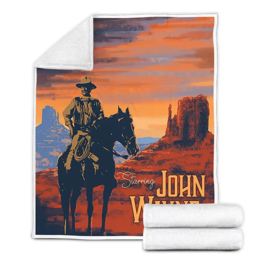 John Wayne Starring Fleece Blanket Perfect 
