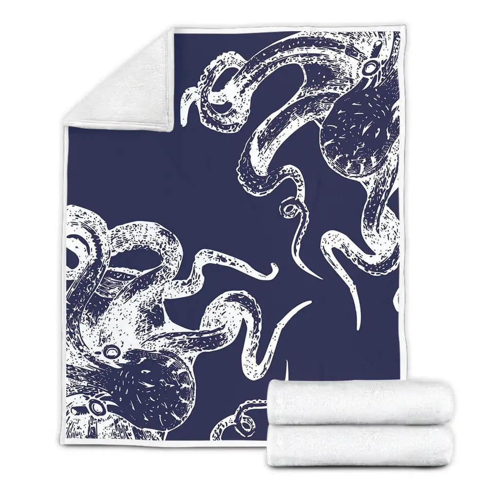 Navy Blue Octopus Fleece Blanket Perfect 