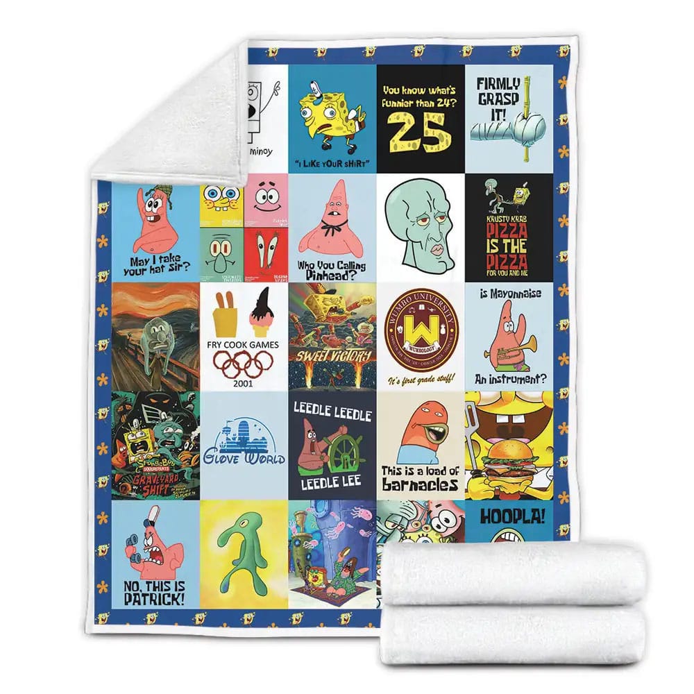 Spongebob Collage Fleece Blanket Perfect 