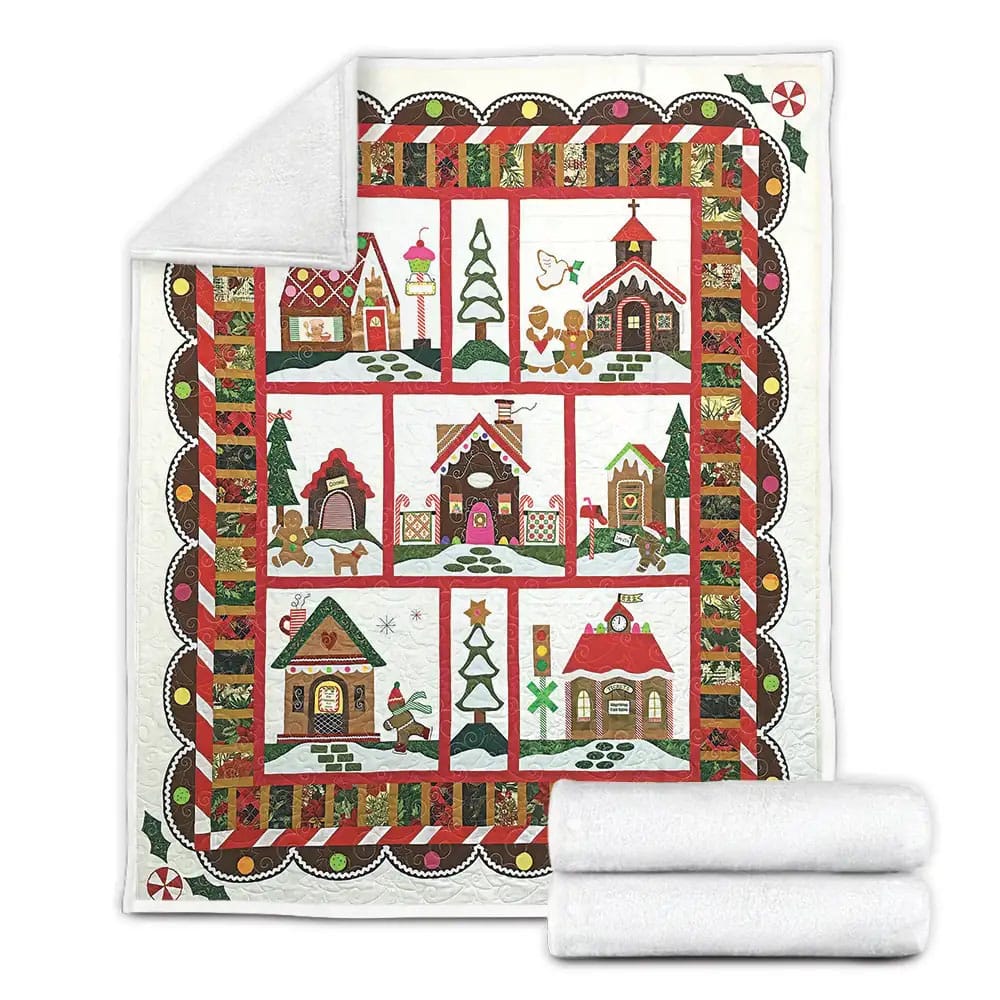 Gingerbread Village Fleece Blanket Perfect 