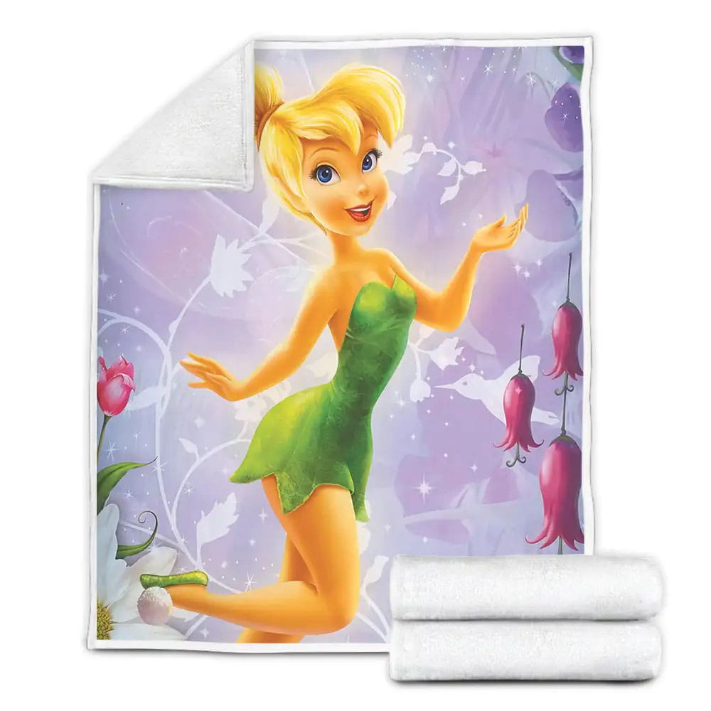 Tinkerbell And Flowers Fleece Blanket Perfect 