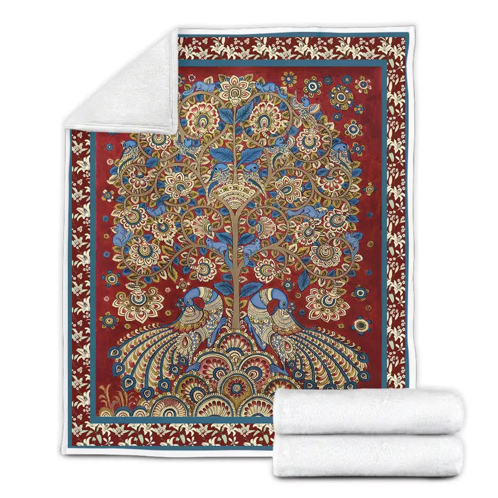 Tree Of Life Peacock Fleece Blanket Perfect 