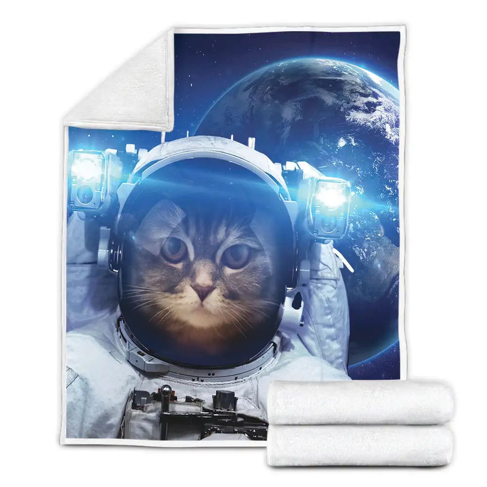 Cat Astronaut Galaxy Fleece Blanket Perfect 