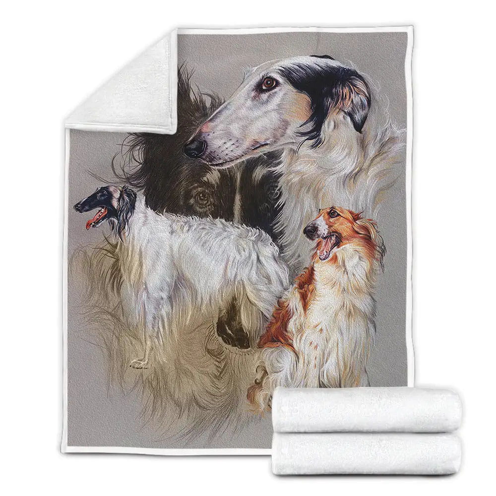 Borzoi Dog Fleece Blanket Gift For Wife Husband Besties