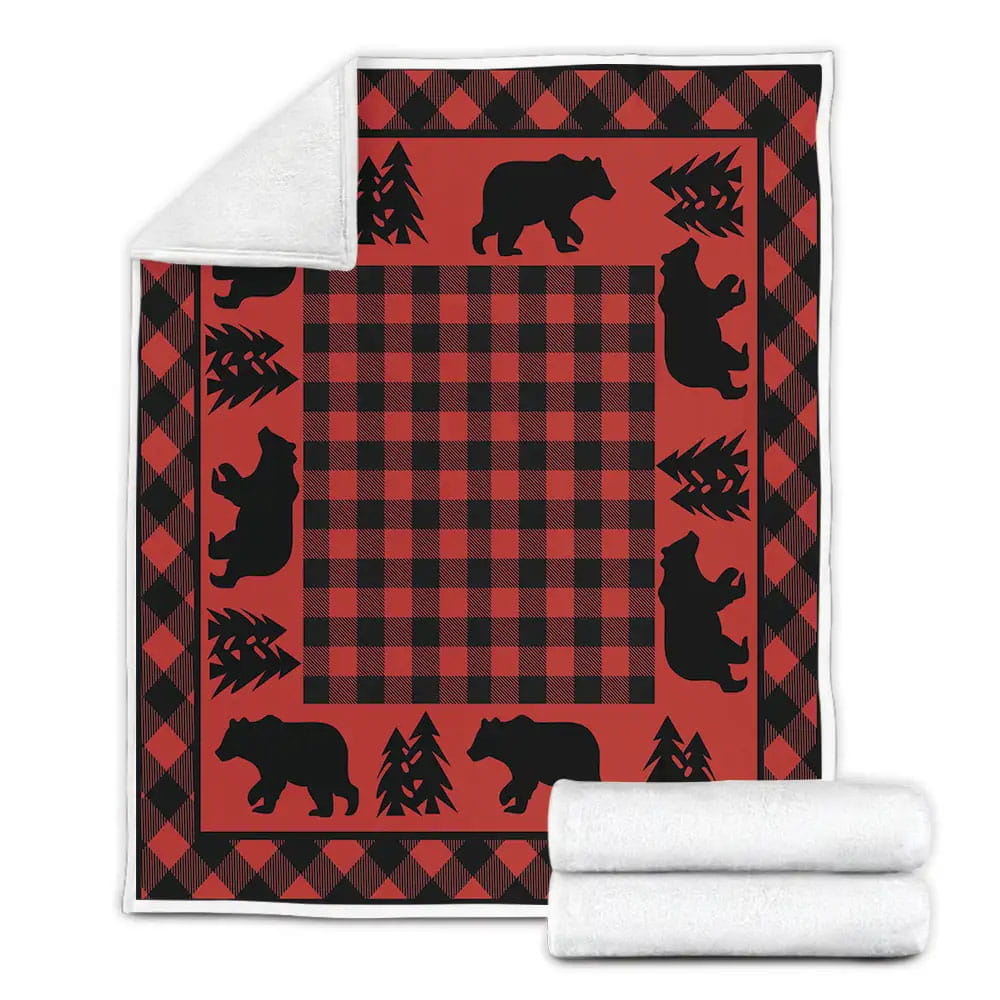 Black Bear Lodge Red Fleece Blanket Perfect 
