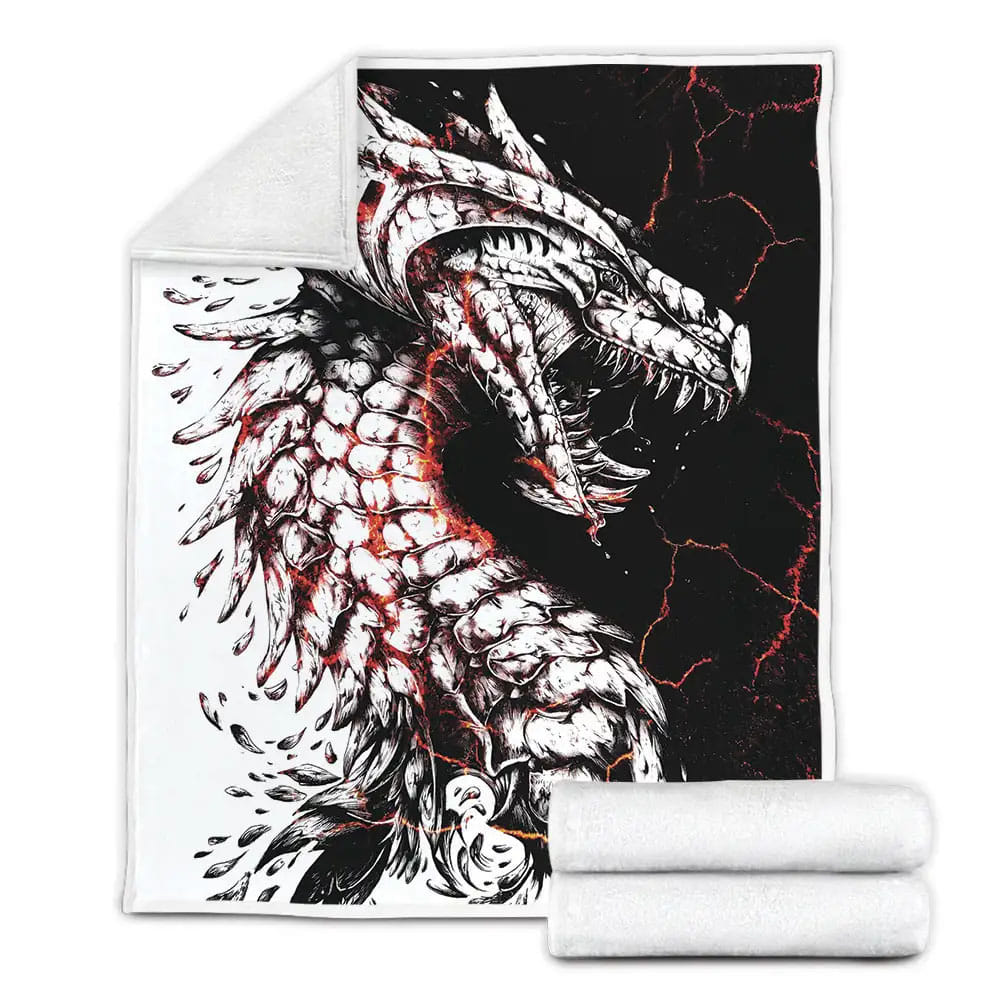 Lava Dragon Art Quilt Fleece Blanket Perfect 