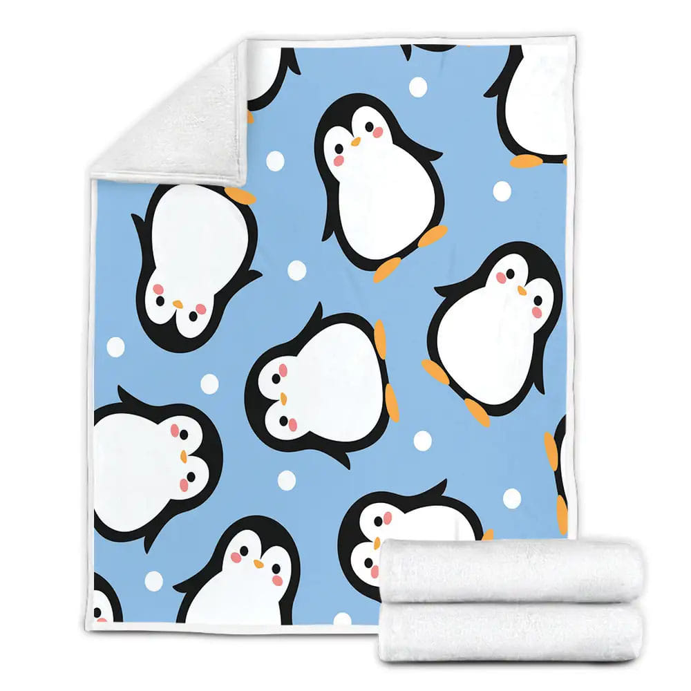 Penguin Blue Fleece Blanket Gift For Wife Husband Besties