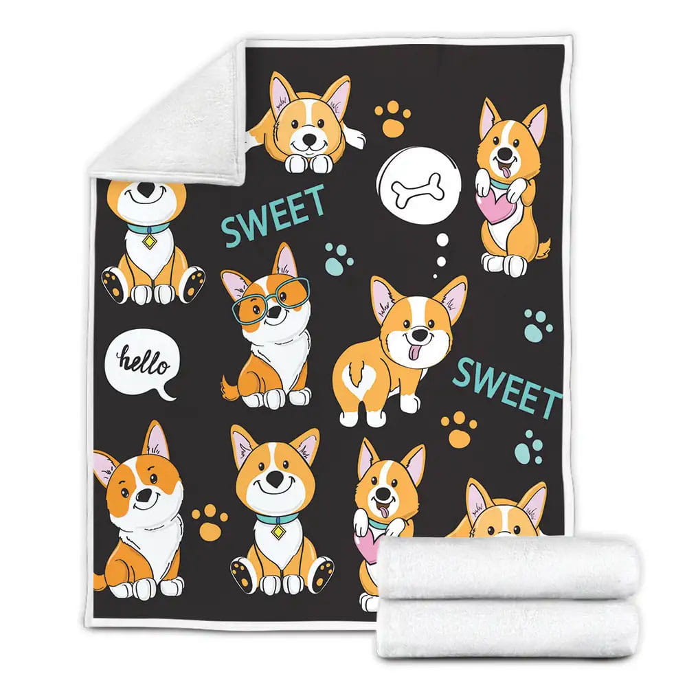 Corgi Loves Fleece Blanket Gift For Wife Husband Besties