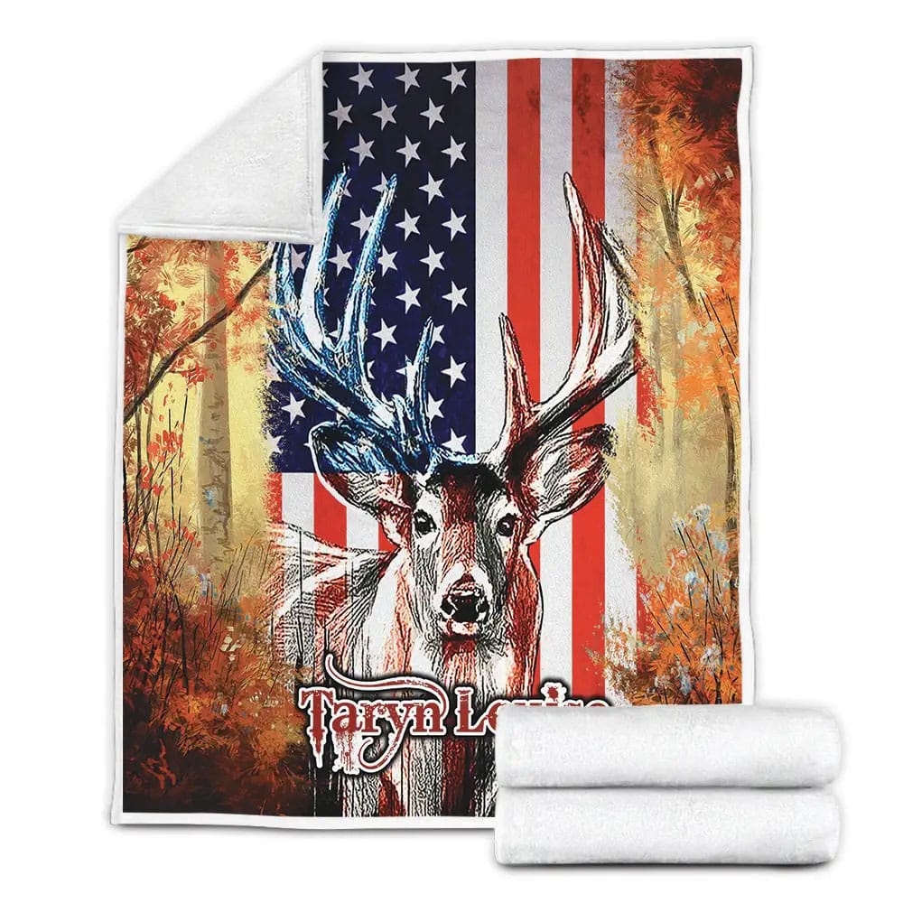 eer And American Flag Fleece Blanket Perfect 
