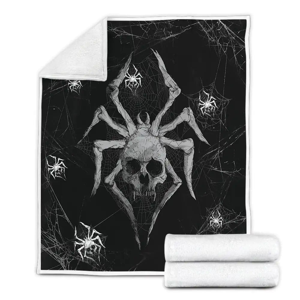 Spider Skull Fleece Blanket Gift For Wife Husband Besties