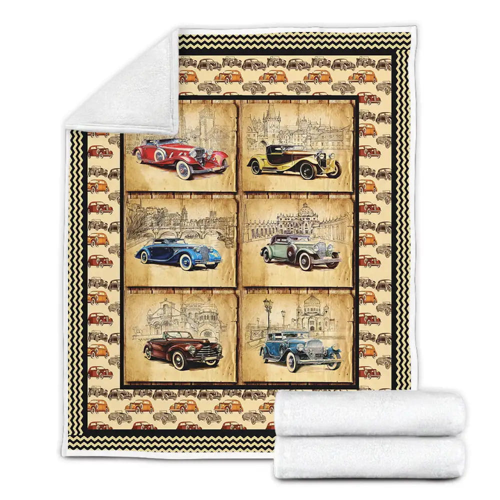 Classic Cars Collection Fleece Blanket Perfect 