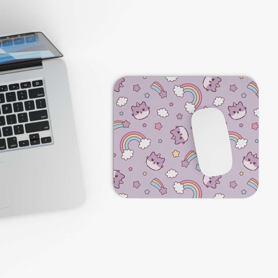 Allleftout Purple Cats And Rainbows Mouse Pad