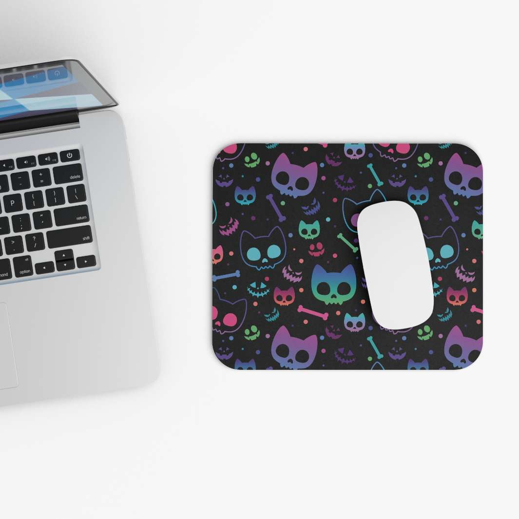 Allleftout Neon Cat Skeleton Mouse Pad