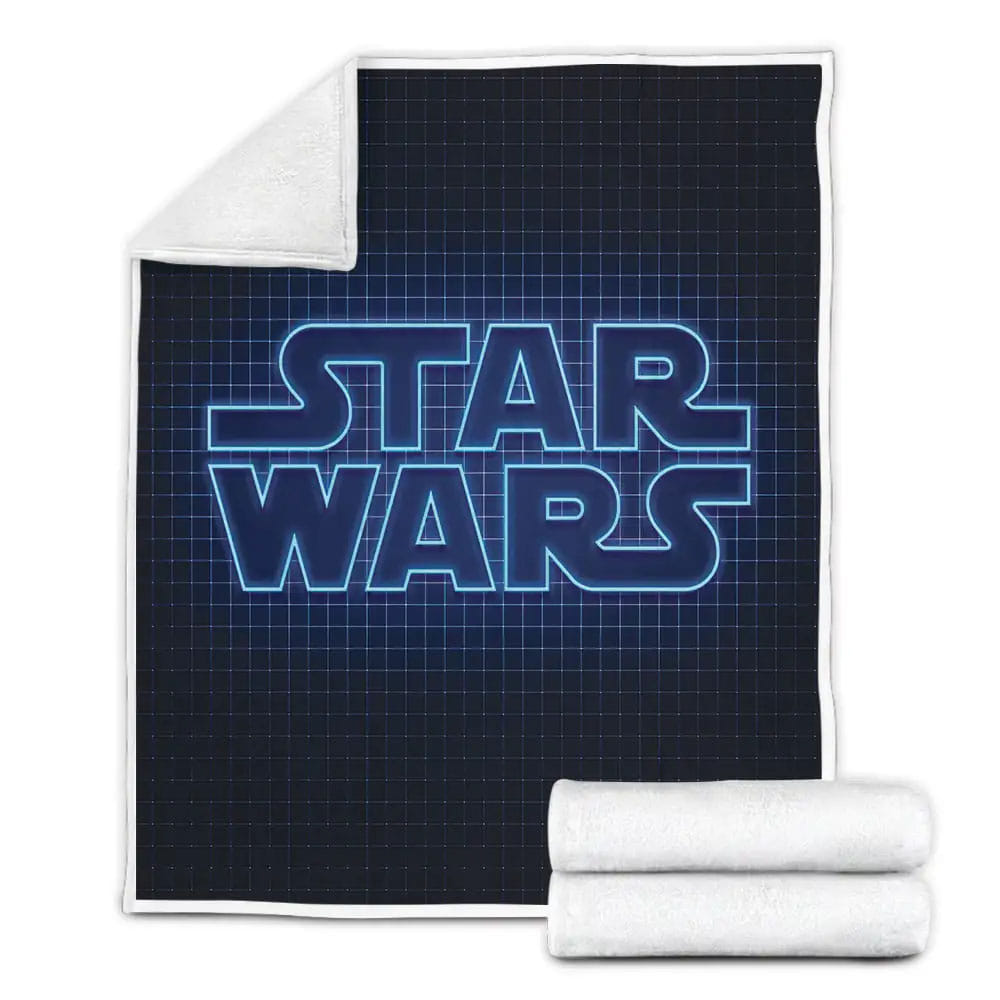 Star Wars Blue Neon Logo Fleece Blanket Perfect 