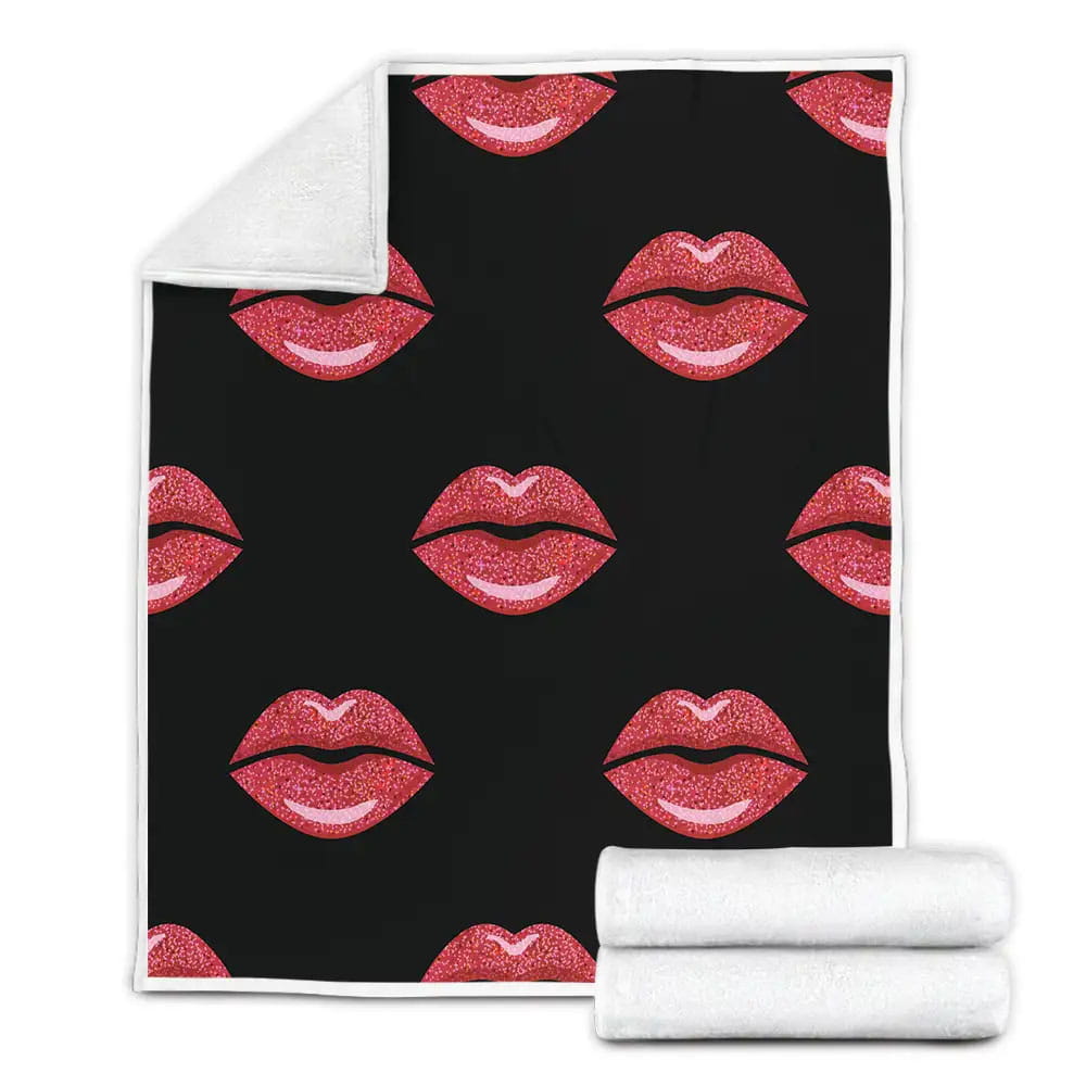Sexy Red Lips Collection Fleece Blanket Perfect 