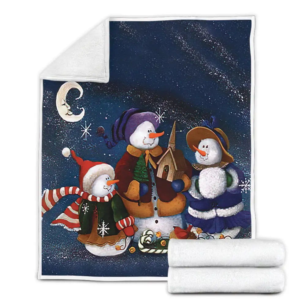 Snowman Merry Christmass Fleece Blanket Perfect 
