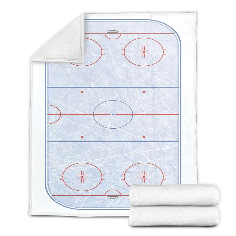 Hockey Rink Illustration Fleece Blanket Perfect 