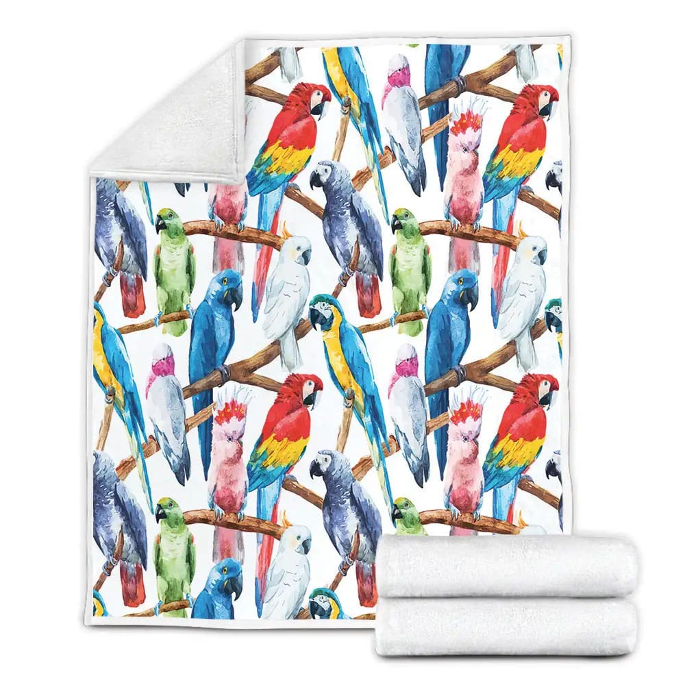 Colored Parrot Fleece Blanket Gift For Wife Husband Besties