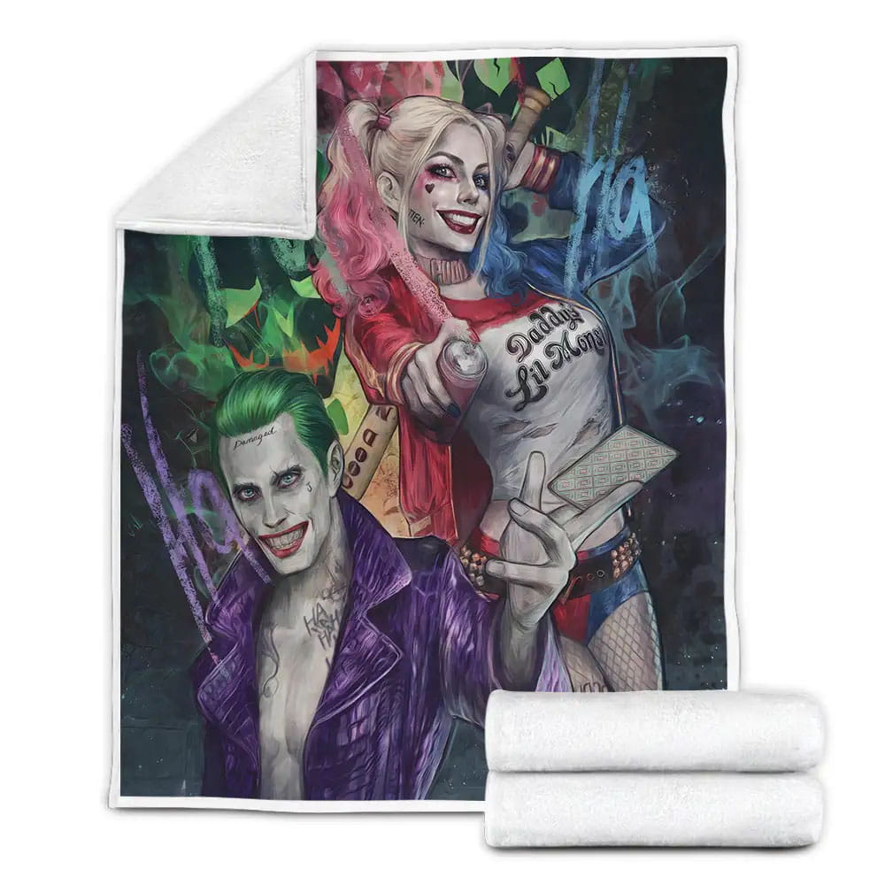 Joker And Harley Fleece Blanket Gift For Wife Husband Besties
