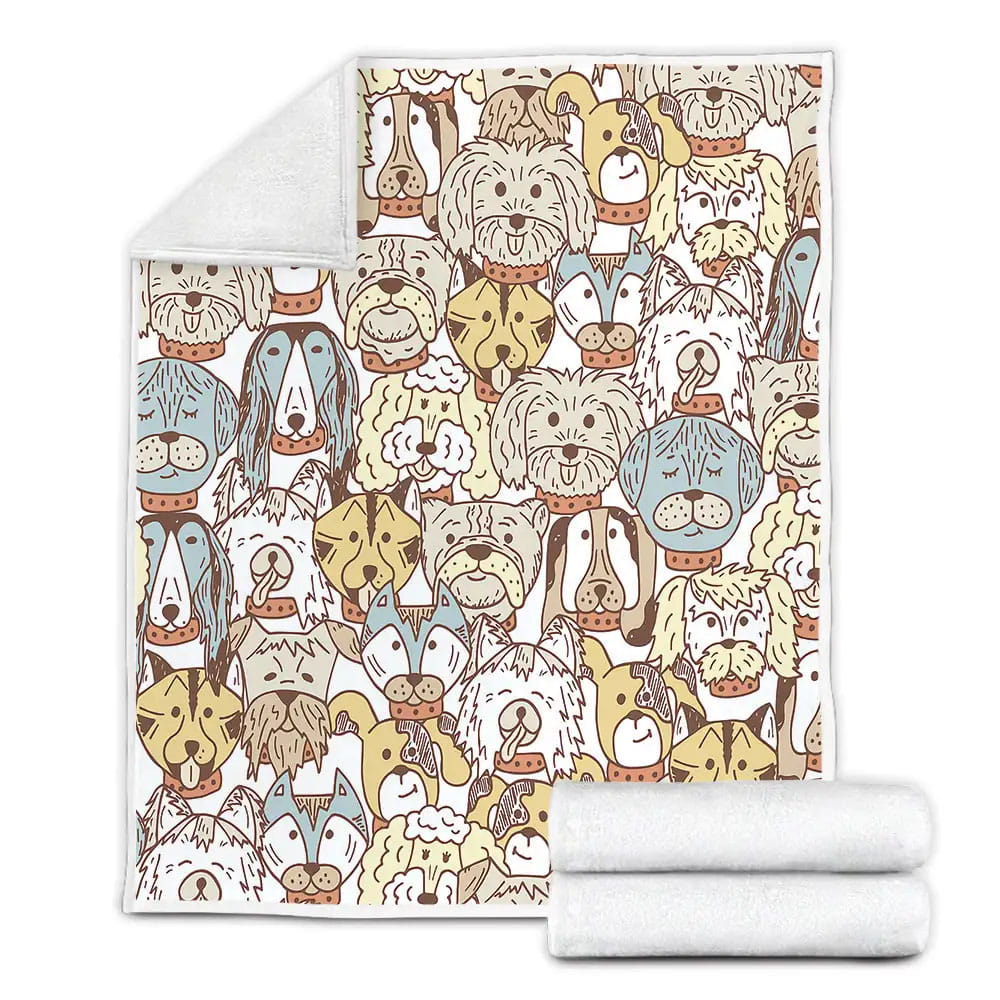 Cute Dog Faces Fleece Blanket Gift For Wife Husband Besties