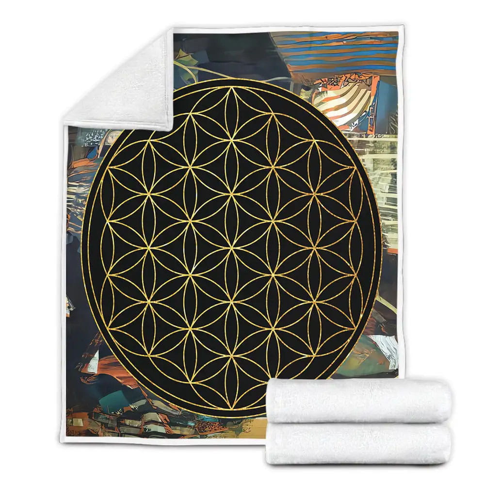 Flower Of Life Fleece Blanket Gift For Wife Husband Besties
