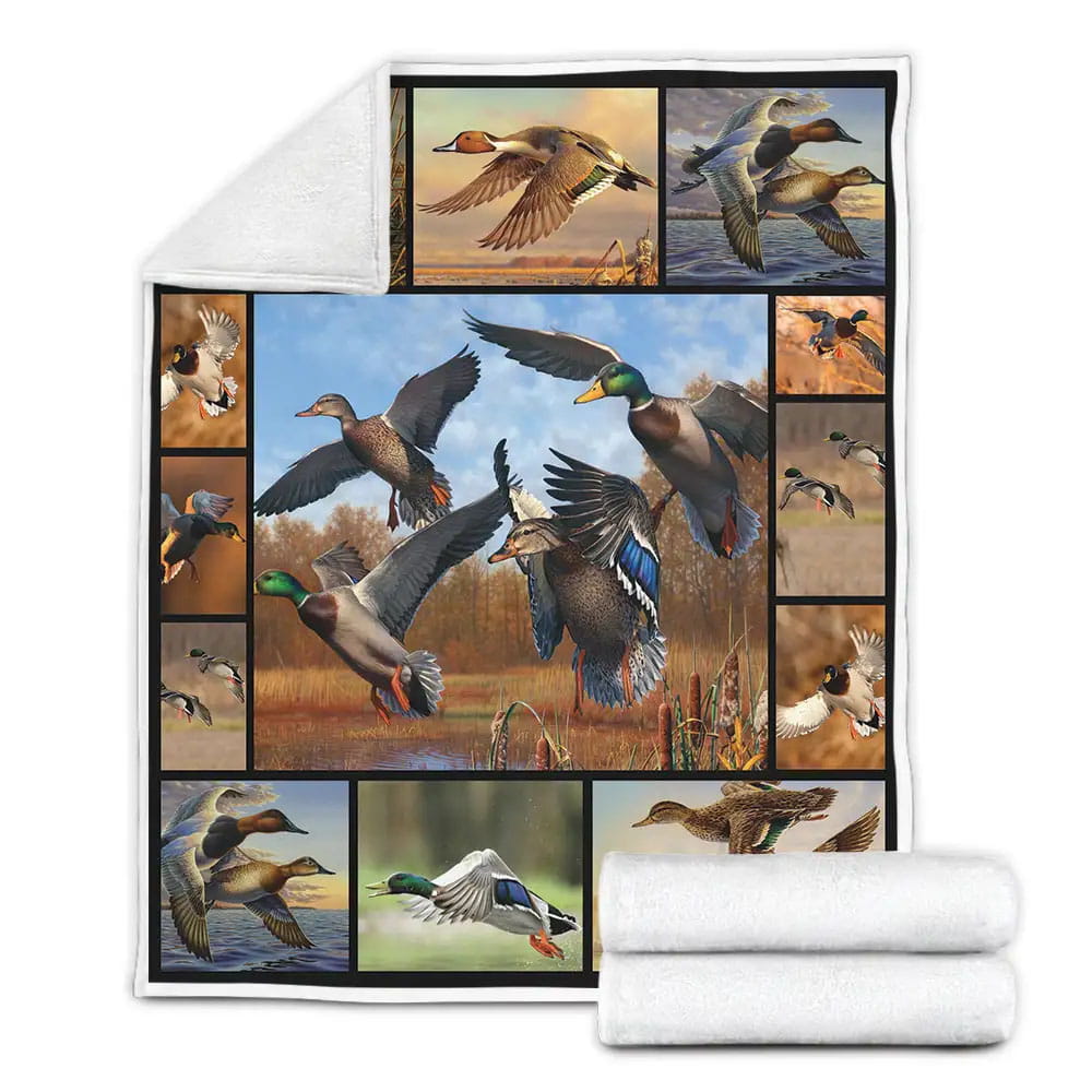 Hunting Duck Fleece Blanket Gift For Wife Husband Besties