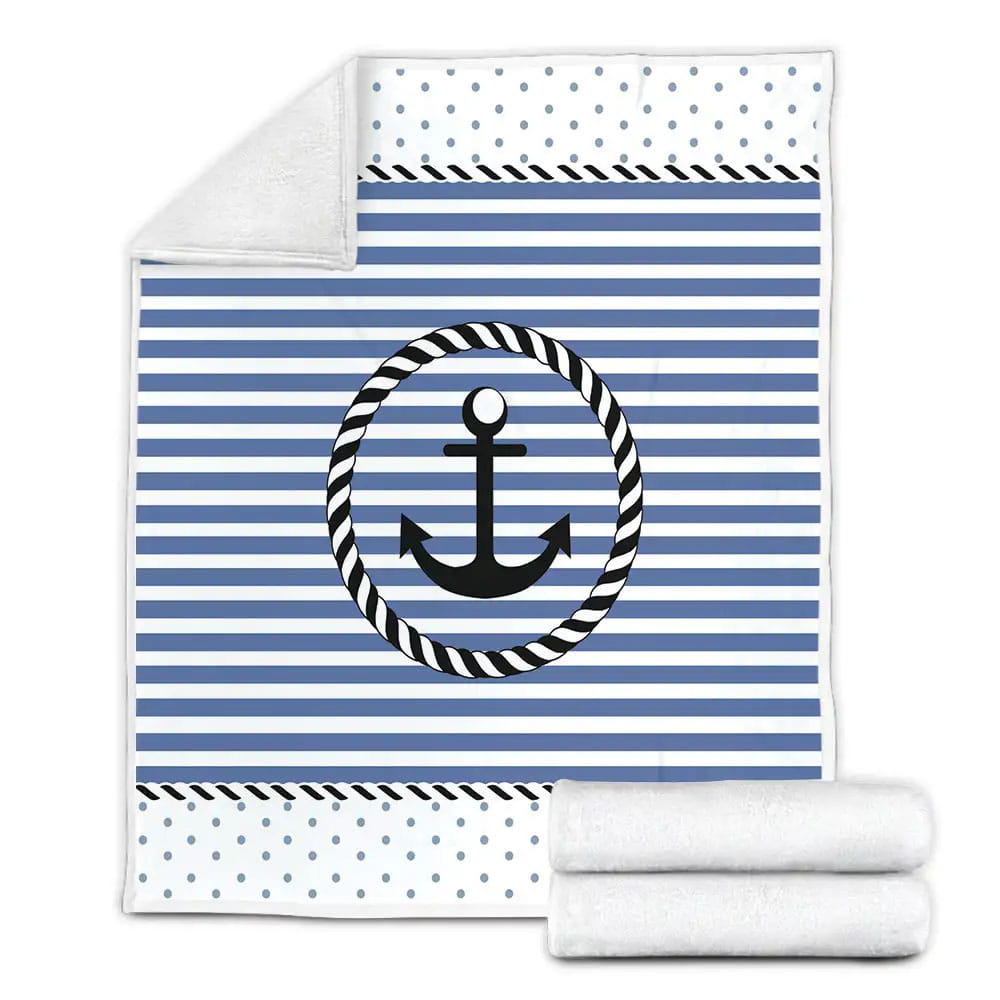 Nautical Anchor Fleece Blanket Gift For Wife Husband Besties