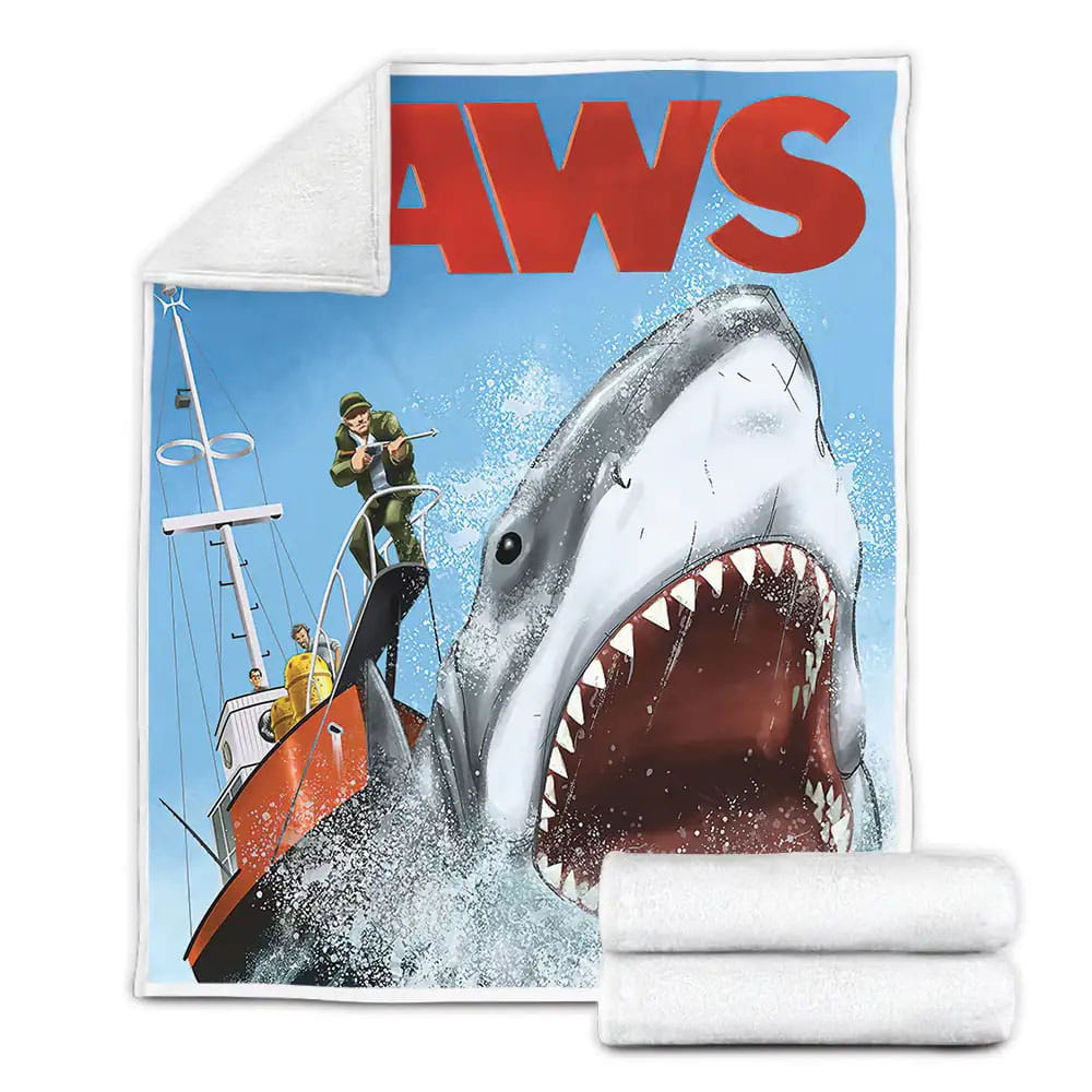 Jaws Fight With Sharks Fleece Blanket Perfect 