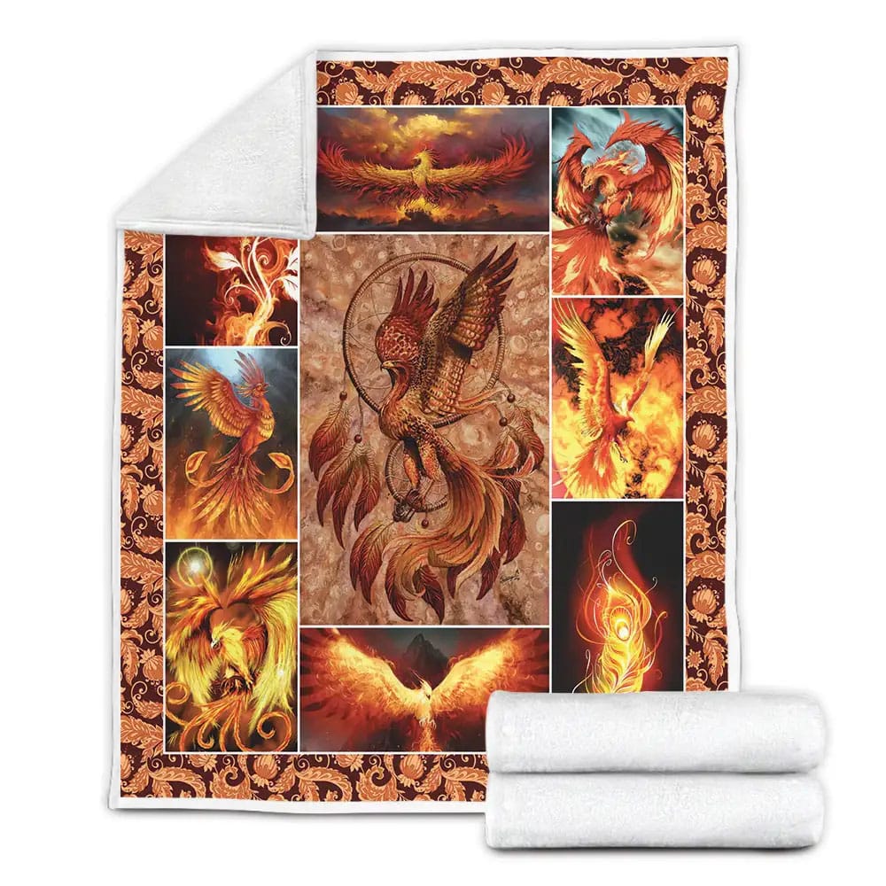 Fire Phoenix Fleece Blanket Gift For Wife Husband Besties