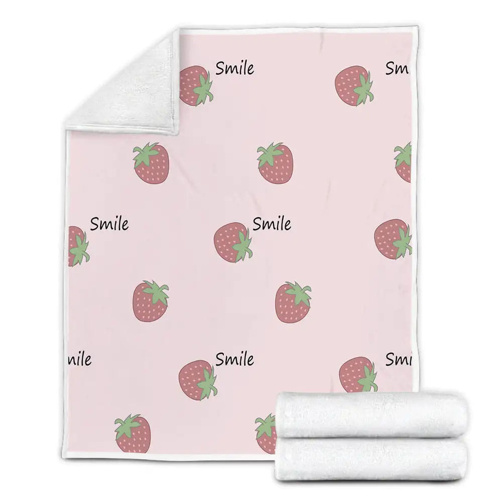 Pink Strawberry Fleece Blanket Gift For Wife Husband Besties