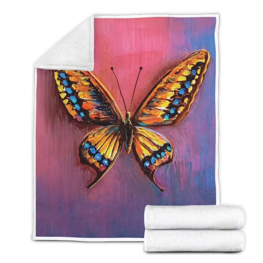 Oil Painting Of Butterfly Fleece Blanket Perfect 