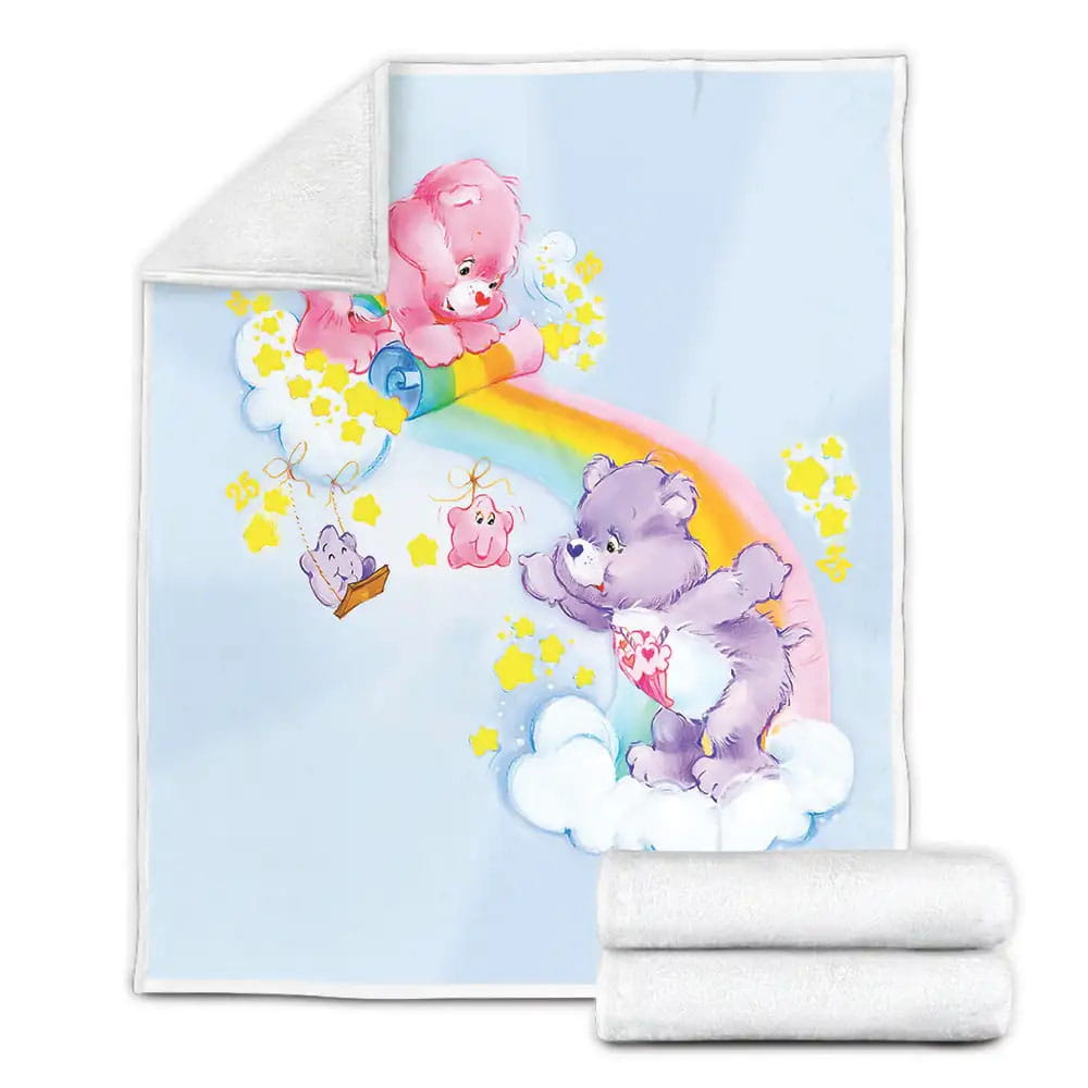 Care Bears And Rainbow Fleece Blanket Perfect 